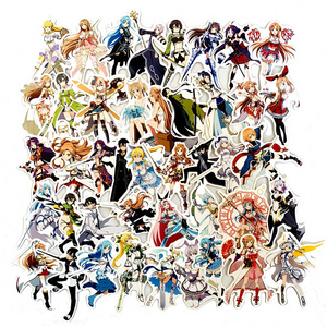 50pcs/bag Vinyl waterproof sticker for Suitcase trolley case notebook phone laptop for Anime Sword Art Online Fans