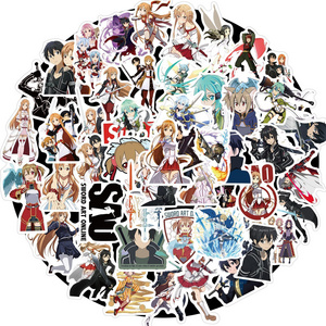 2 design 50pcs/bag Vinyl Anime Sword Art online SAO Stickers for Skateboard phone Luggage Laptop Bike Luggage decoration