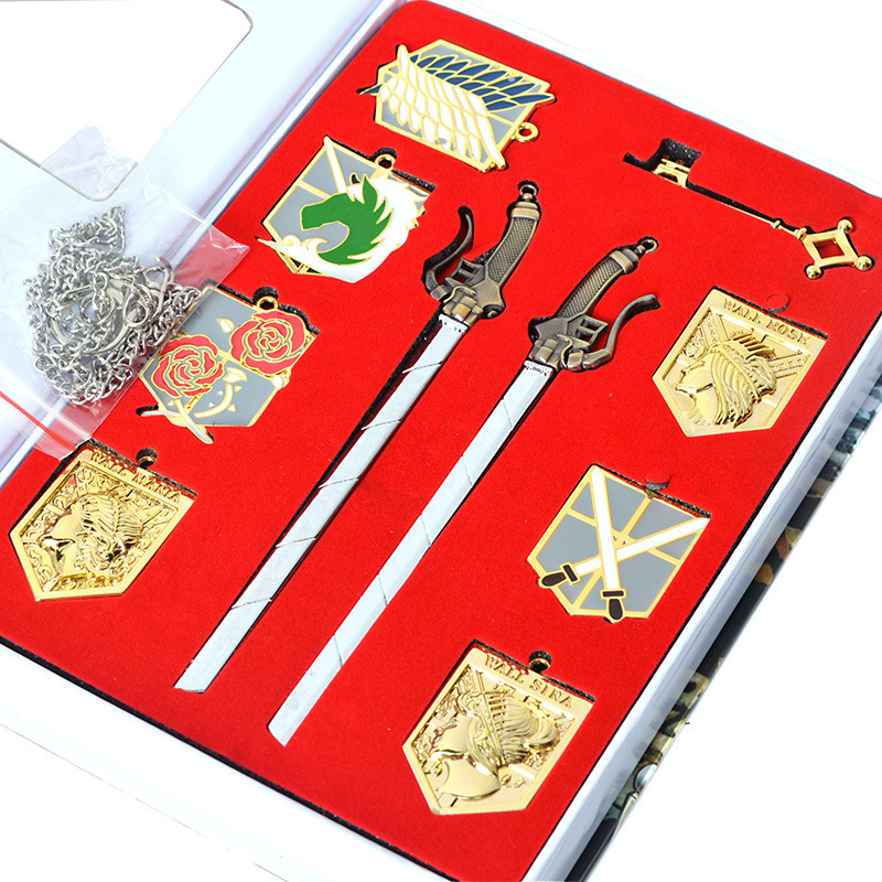 10pcs in one Set Alloy Model of Scout Regiment and  badge for Fans of Attend on Titan Shingeki no Kyojin Cosplay as gift