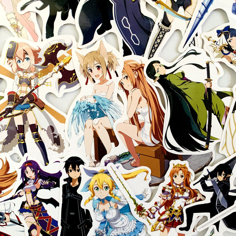 50pcs/bag Vinyl waterproof sticker for Suitcase trolley case notebook phone laptop for Anime Sword Art Online Fans