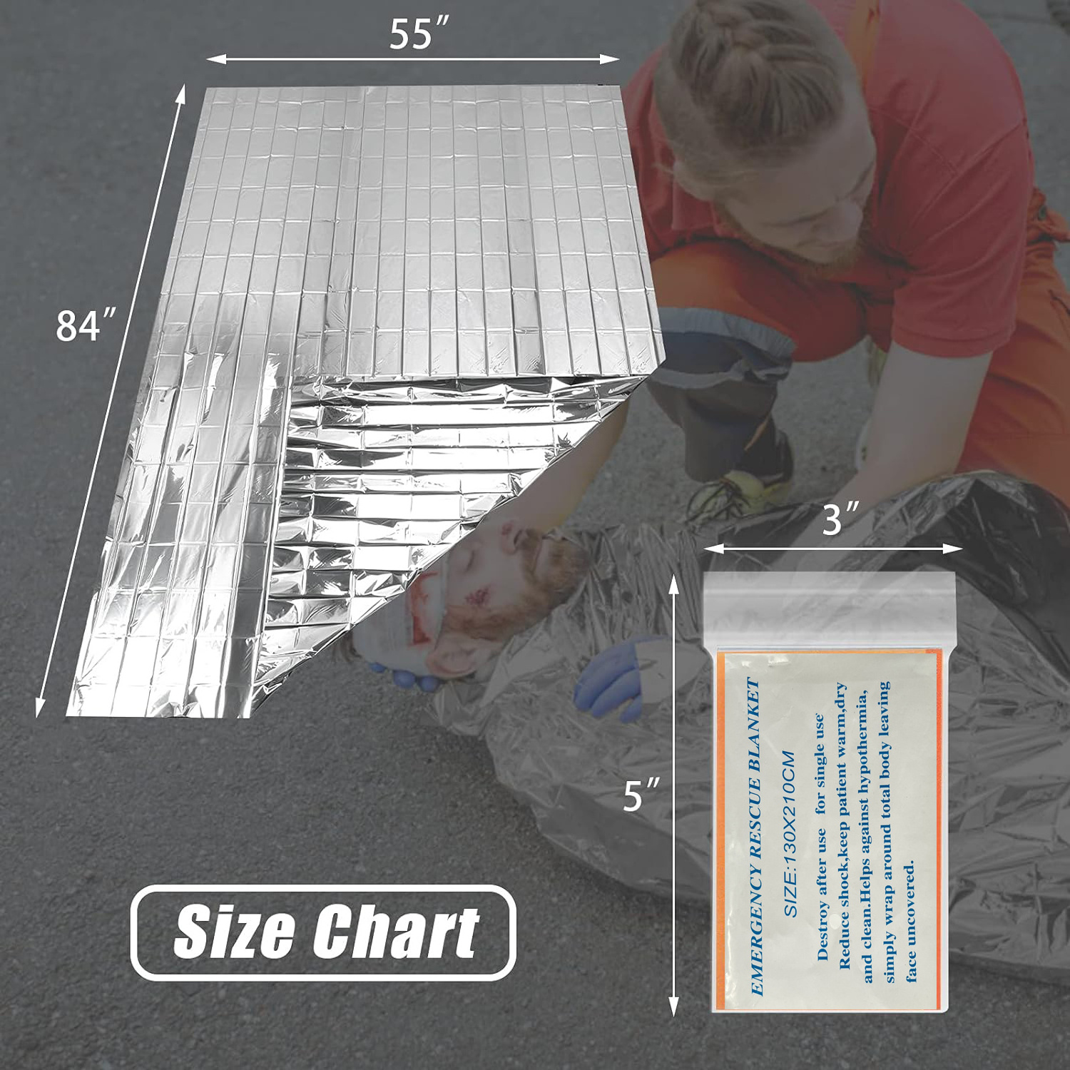 Emergency Mylar Thermal Space Camping Blankets Survival kit Perfect for ...