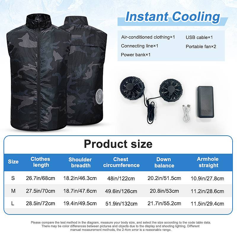 2022 Amazon Hot Sale Fan Clothing Summer Uv Proof Jacket Cool Vest with Two Big Fans