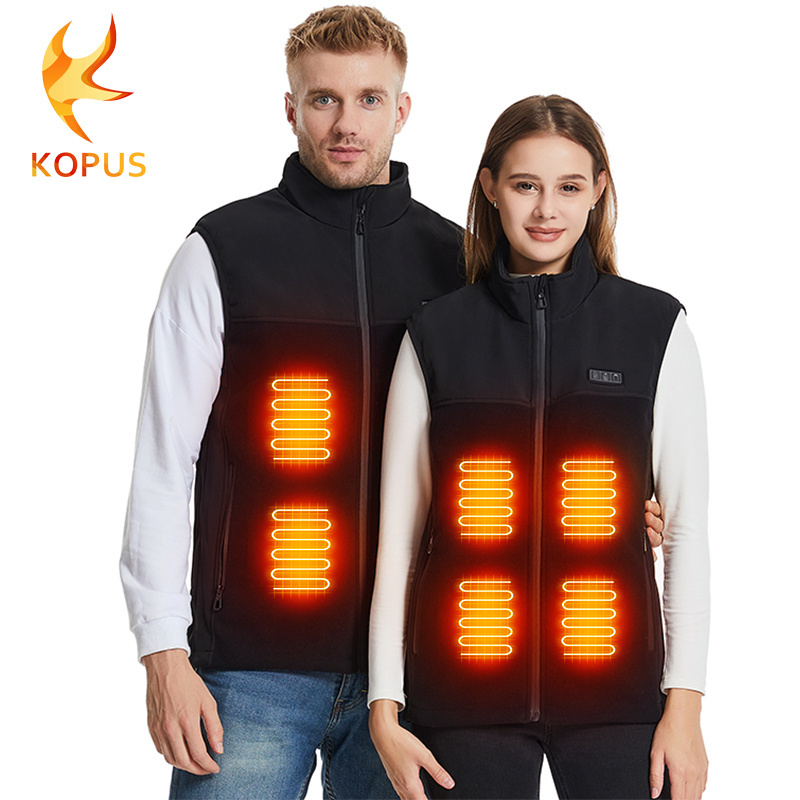 Man Women's Sleeveless Zipper Hooded Vest Heated Vest with cotton Insulation and Detachable HoodThermal Waistcoat for Winter