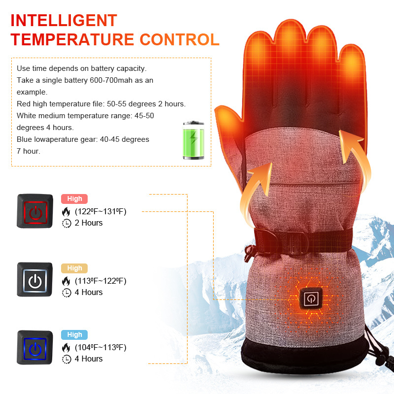 Waterproof Leather Riding Gloves Rechargeable Battery Powered Heated Men Motorcycle Gloves