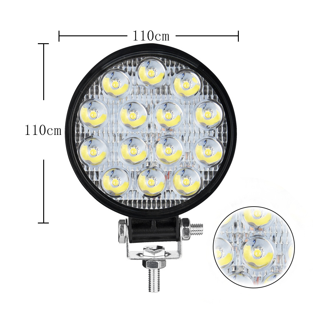 Auto LED Work Lights round 14 Lights 42W Modified Headlights Engineering Spotlight Headlights 14 Leds Auxiliary Lights 9-30V