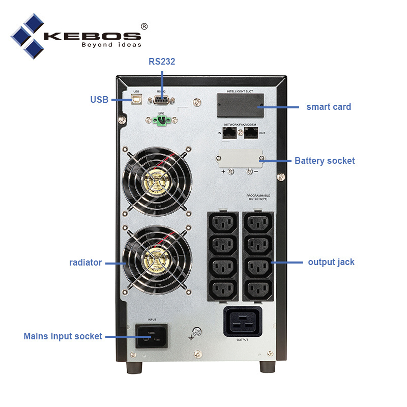 Kebos GH11 One -1K 1000va 1000w Single Phase Double Conversion Surge Protection Uninterrupted Power Supply Online Tower Ups