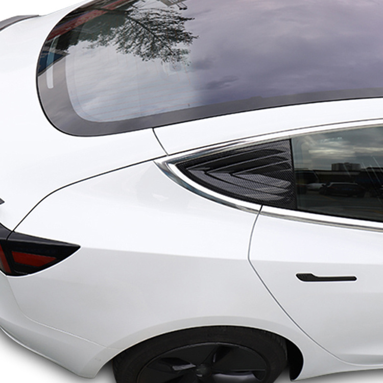 Car Styling Carbon Black Rear Side Window Louvers Scoop Vent Cover Trim for Tesla Model 3 2018 2019