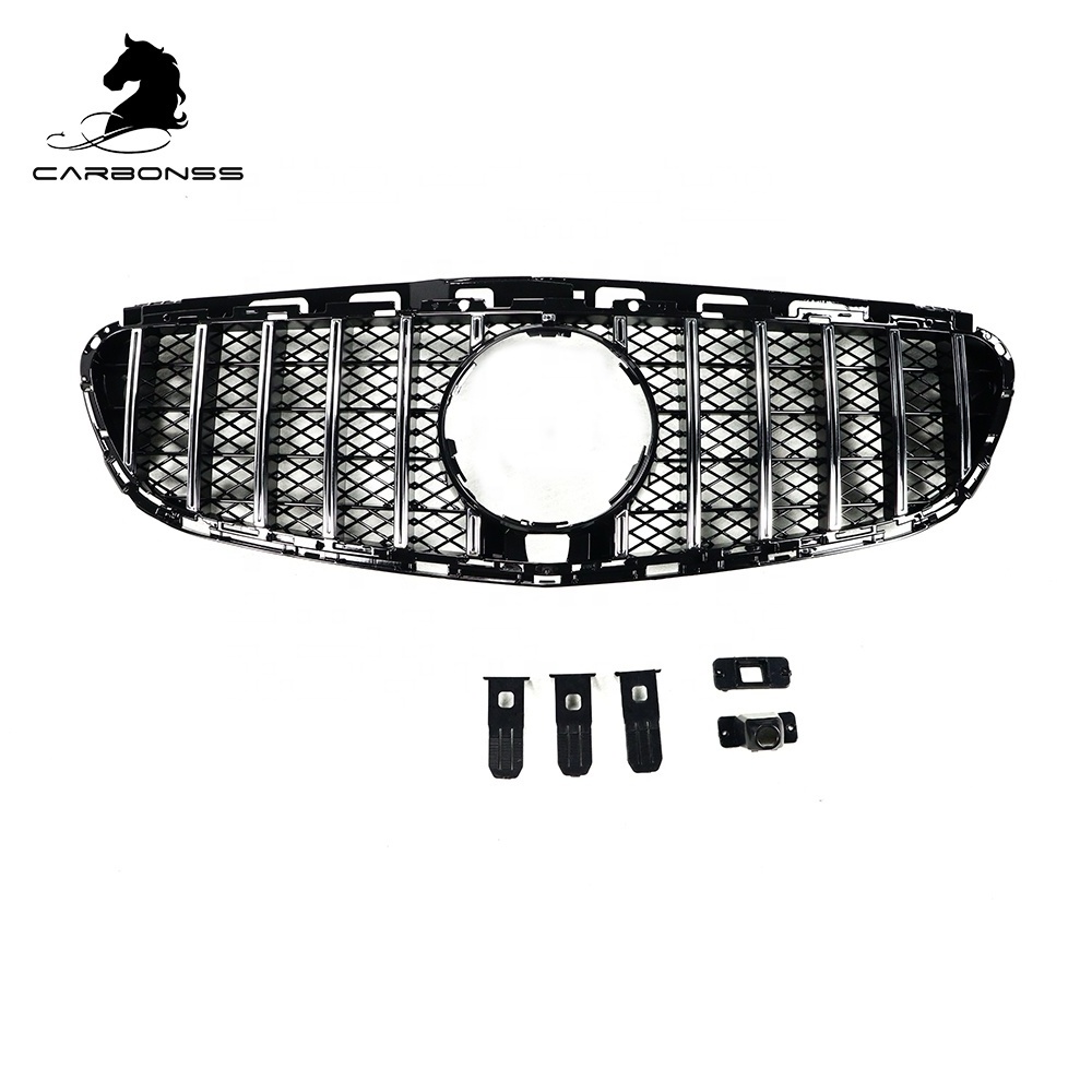 Chrome Front Bumper Center Grill GT Grille For Mercedes-Benz W212 2014-2015