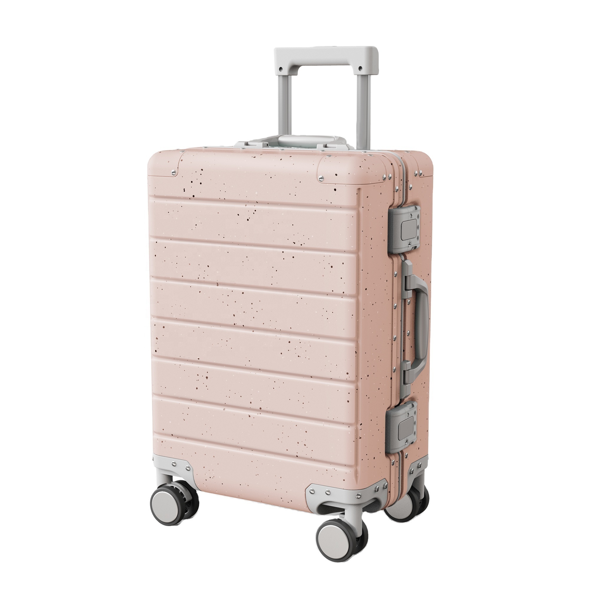 Small Aluminum Case Luggage Logo Color Size Customized Pink White Black Detachable Wheels With Handle