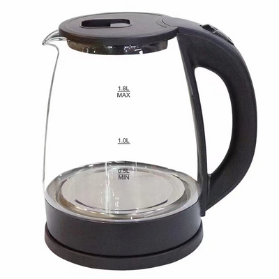 Factory direct supply 1.8L cordless water tea heater jug glass electric kettle for boiling water