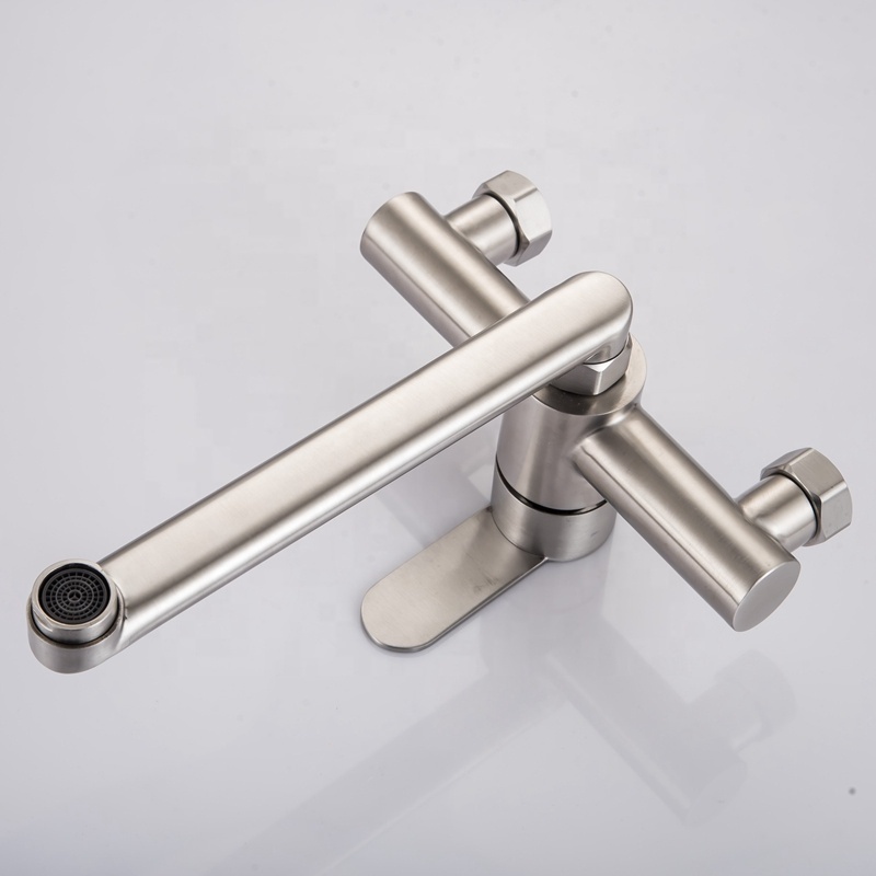 KEDAH sanitary ware kitchen faucet wall mounted kitchen sink faucet 304 brushed nickel water tap