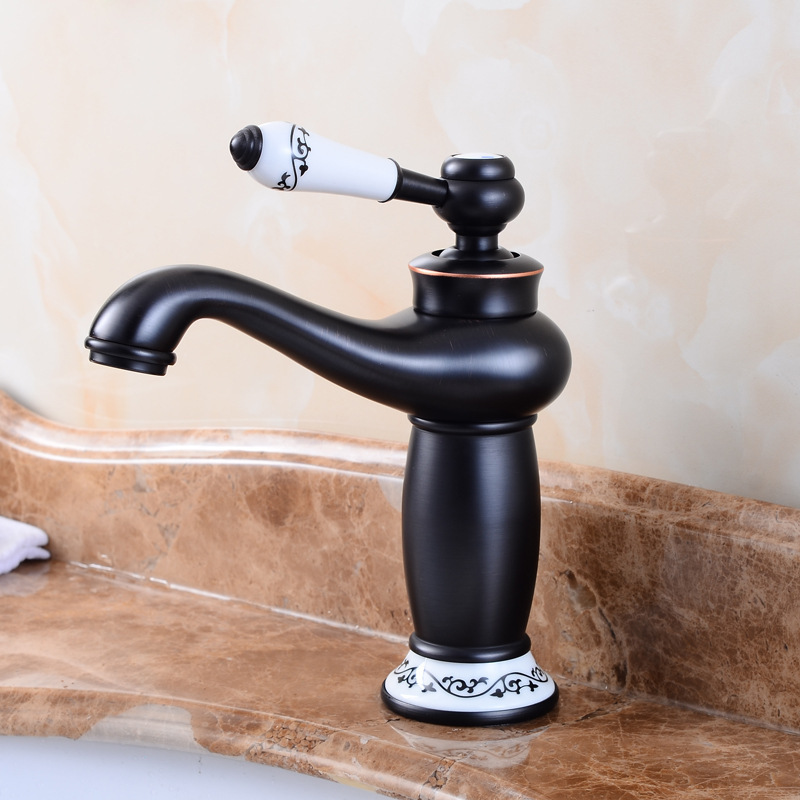 bottom price Middle East classic bathroom bronze brass antique porcelain basin faucet with ceramic porcelain handle base cover