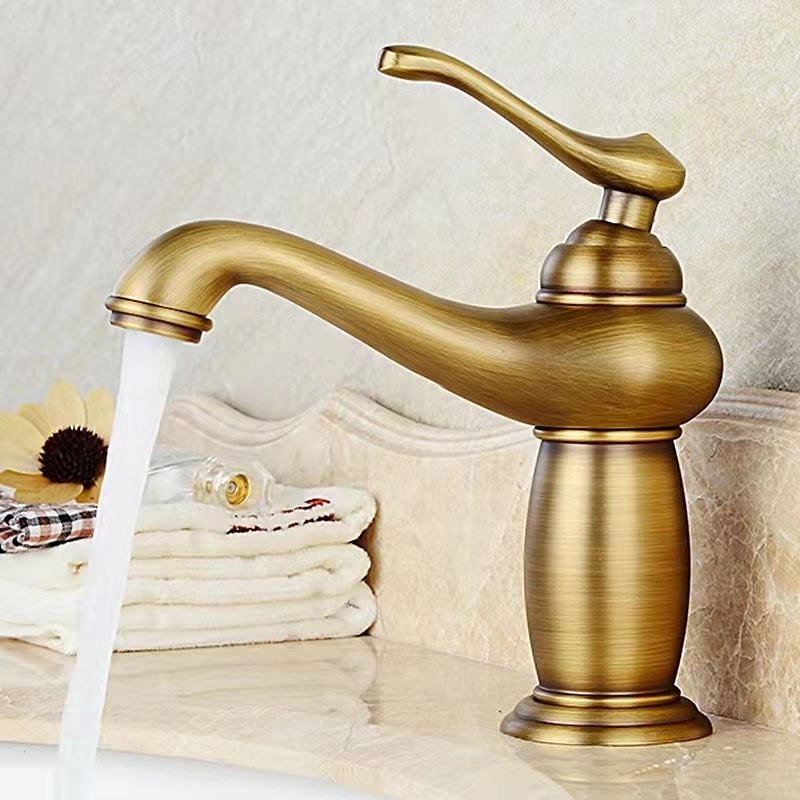 bottom price Middle East classic bathroom bronze brass antique porcelain basin faucet with ceramic porcelain handle base cover