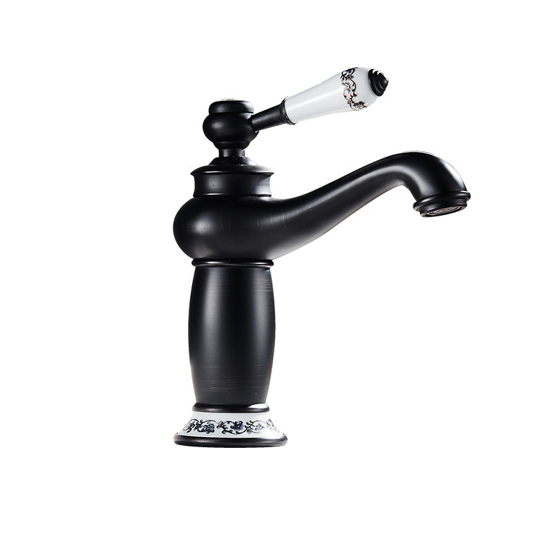 Bottom Price European Style Classic Retro Bathroom Brass Oil Rubbed Bronze Vanity Basin Faucet With Porcelain Handle Base Cover