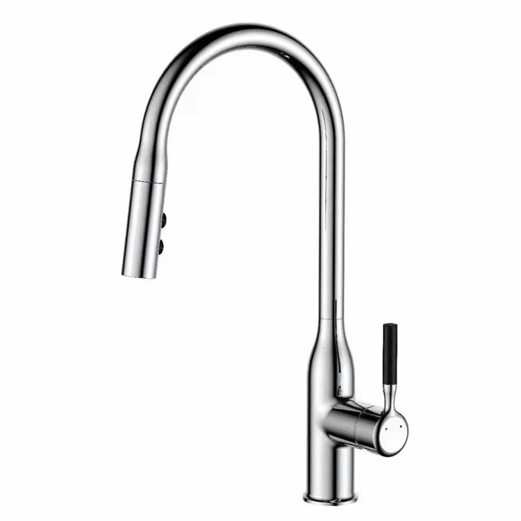 Brass High Pressure Flush Mode Power Rinsing Gunmetal Kitchen Sink Faucet With Pull Out Sprayer