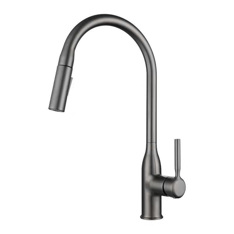 Brass High Pressure Flush Mode Power Rinsing Gunmetal Kitchen Sink Faucet With Pull Out Sprayer