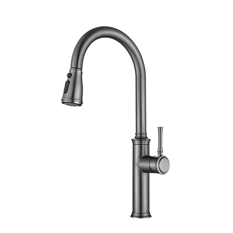 New High Pressure Flushing Mode Stainless steel Matte Black Plating Pull Down kitchen Faucet with 3 function Spray