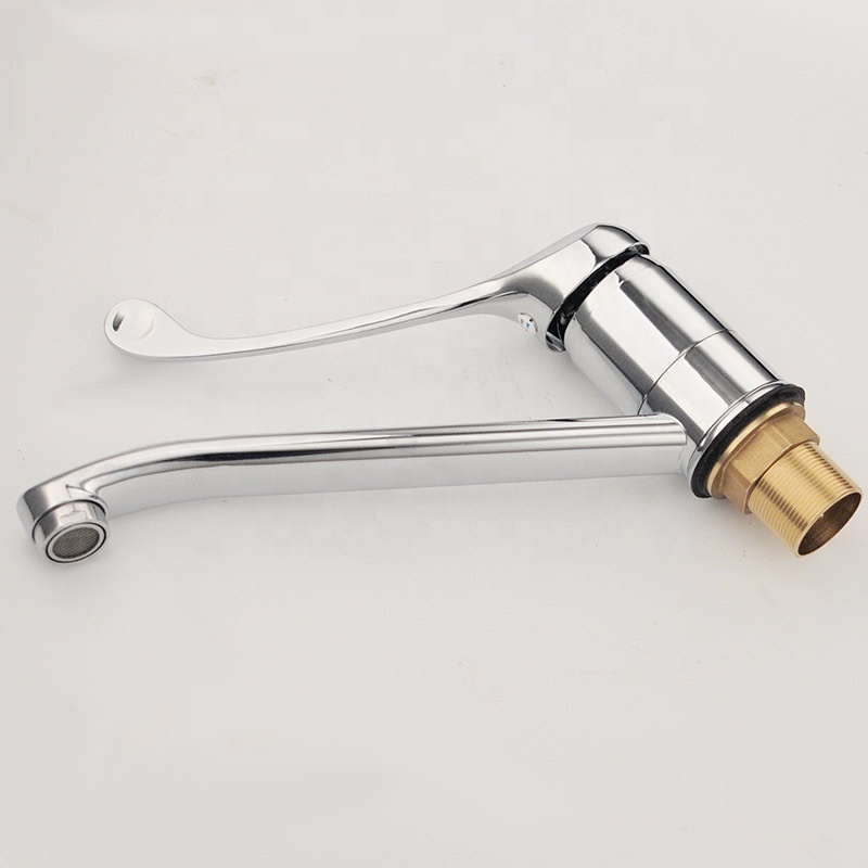 new deck mounted brass chrome plating cold water only ADA Handicap long handle medical basin tap faucet for Disabled