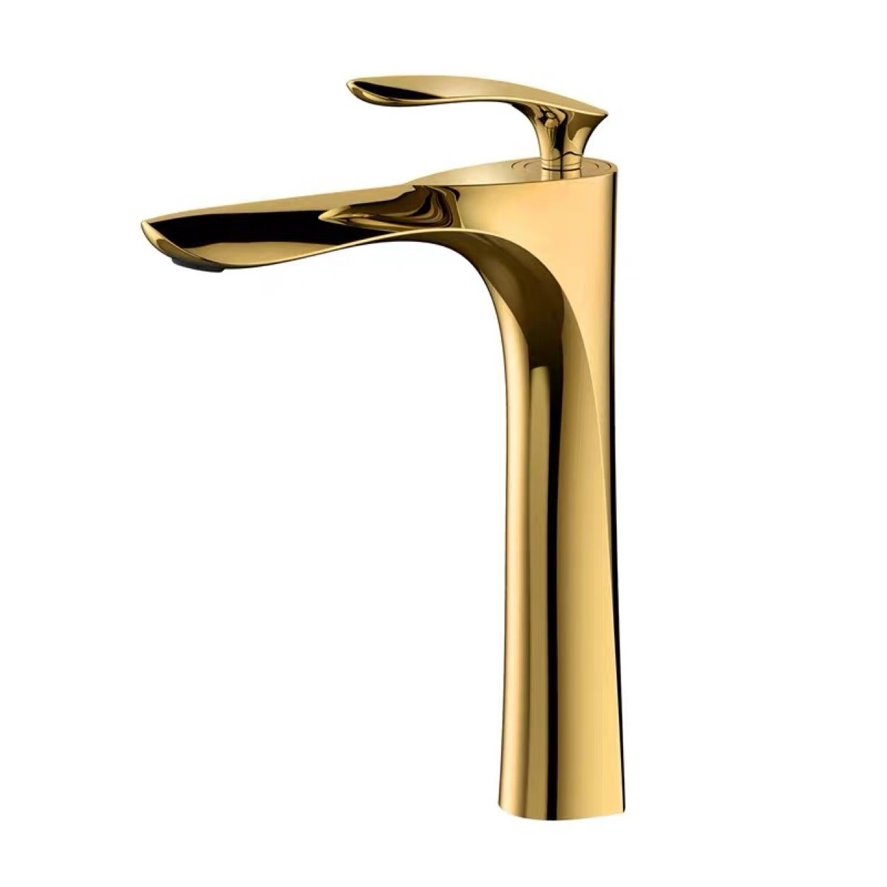 New Fashion Hot Sell Gold Bathroom Basin Tap Fancy High End American Plumbing Standard cUPC Bathroom PVD Gold Tall Vessel Faucet