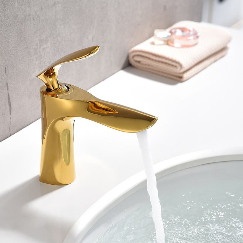 New fashion hot sell fancy high end American USA standard cUPC brass bathroom gold lav lavatory faucet with maple leaf handle