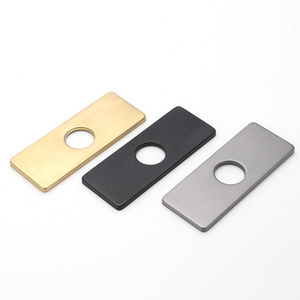 Steel 3-to-1 Hole Faucet Cover Chrome 6" Rectangle Square Basin Faucet Deck Plate Escutcheon Cover For 4 Inch Vanity Sink