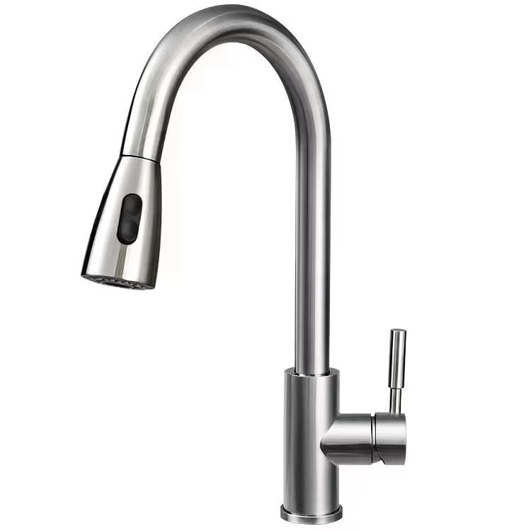 Modern Steel Single Handle 360 Degree Rotating Kitchen Sink Tap Desk Mounted Kitchen Faucets With Pull Down Sprayer