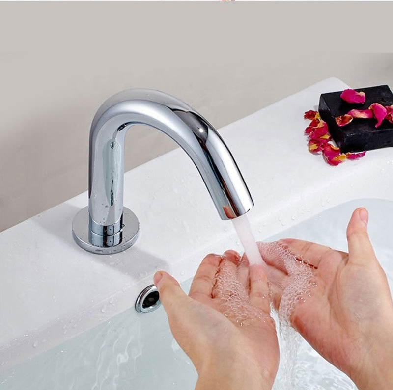 Smart Automatic Touchless Bathroom Sensor Water Saver Basin Sink Faucet Brass Infrared Sensor Automatic Faucet Set For Bathroom