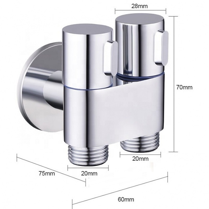 High Quality 1 In 2 Out Dual Control Valve Stainless Toilet Bidet Diverter Valve 3 Way Kitchen Faucet Adapter