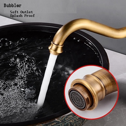 Luxury European Taps Brass Tall Body Rotatable Bathroom Taps Single Handle Long Neck Gold Bathroom Basin Faucet