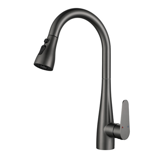 Factory Wholesales Pullout Kitchen Faucet Hot And Cold Mixer Water Tap Pull Down  Spray Head For Kitchen Faucet