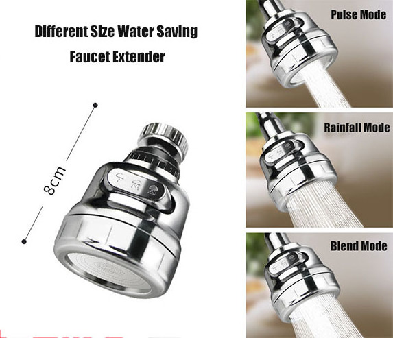 KEDAH 360 Degree Washbasin Tap Extender Universal Splash Filter Faucet Multi Function Faucet Aerator Tap Extender Faucet