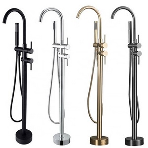 KEDAH Brass Freestanding Bathtub Faucet Shower Bath Mixer Tap 2 Handle Free Standing Bath Shower Faucet With Hand shower