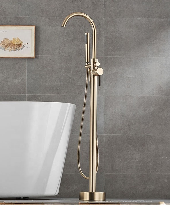 KEDAH Brass Freestanding Bathtub Faucet Shower Bath Mixer Tap 2 Handle Free Standing Bath Shower Faucet With Hand shower