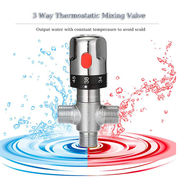 Hot Sell Brass 3 Way Thermostatic Mixing Valve Water Temperature Control 3 Way Shower Diverter Valve