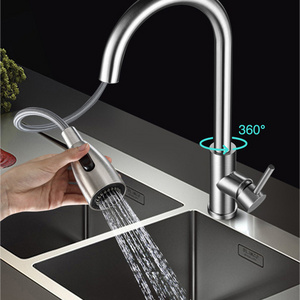 Modern Stainless Steel Pull Out Kitchen Faucet Hot Cold Mixer Kitchen Sink Tap With 360 Degree Rotating Faucet