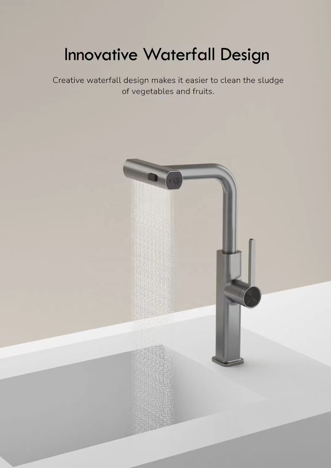 New Design Smart Sink Faucet Digital Display Waterfall Pull Out Kitchen Taps Hot And Cold Mixer Kitchen Faucet