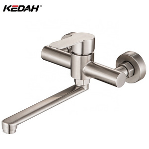 KEDAH sanitary ware kitchen faucet wall mounted kitchen sink faucet 304 brushed nickel water tap