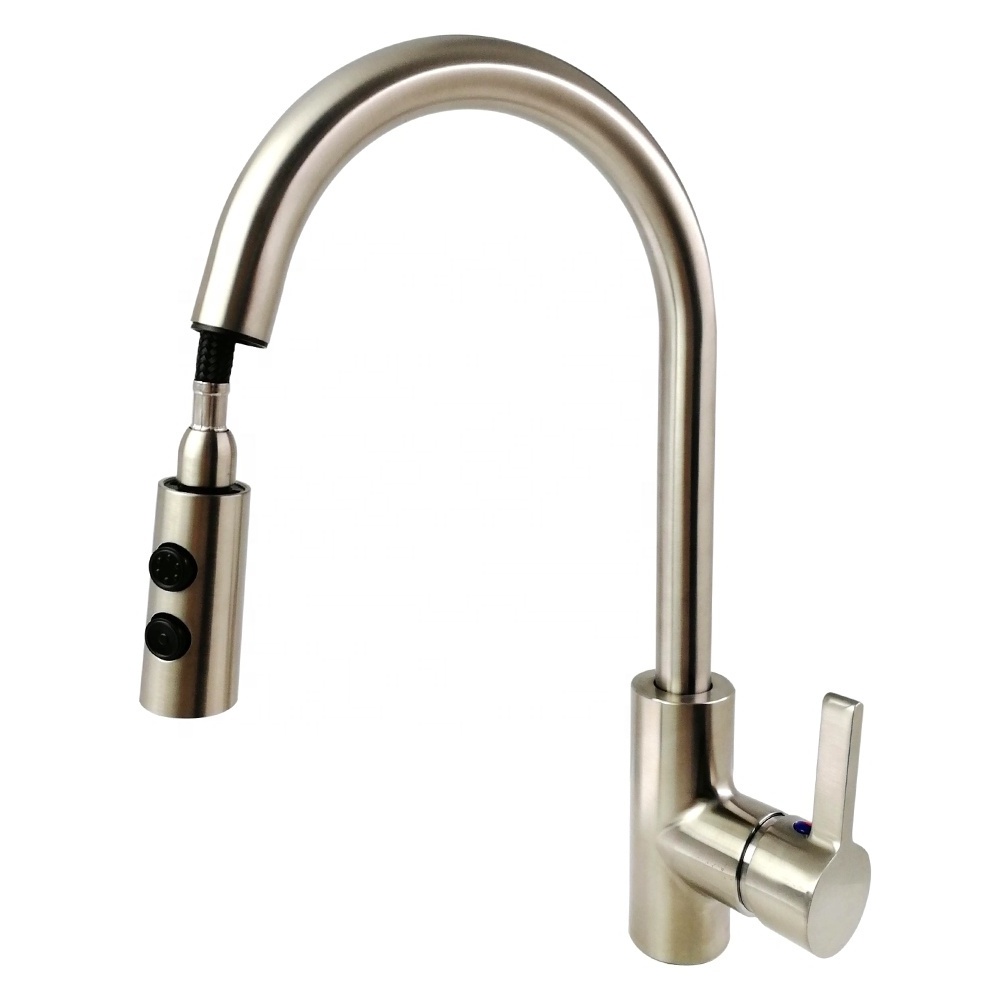 Lead free cUPC NSF AB1953 Certified Kitchen Faucet Brushed Nickel Pull Down Kitchen Sink Faucet With 2 Function Sprayer Head