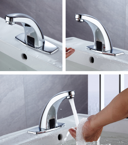 Dual Power Infrared Automatic Touchless Brass Chrome Plating Sensor Bathroom Basin Faucet Prevent Cross-infection