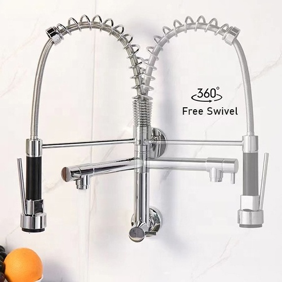 Quality Design Wall Mounted Brass Kitchen Faucet Hot And Cold Mixer Kitchen Sink Faucet Dual Handle Water Filter Faucet