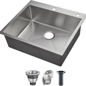 28" x 18" inch 16 gauge Stainless Steel 304 Zero Radius welded tapered single bowl Topmount drop in handmade kitchen sink