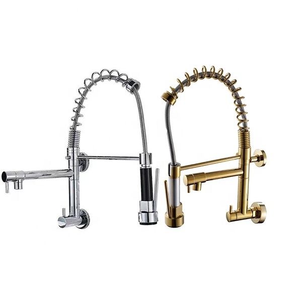 Quality Design Wall Mounted Brass Kitchen Faucet Hot And Cold Mixer Kitchen Sink Faucet Dual Handle Water Filter Faucet