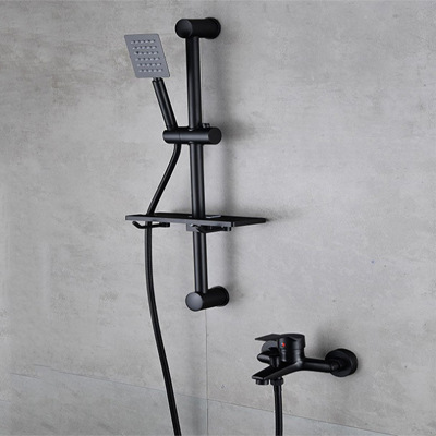 Factory Hot Sell Wall Mounted Black Bathroom Shower Set Brass Hot And Mixer Shower Faucet With Handheld Shower