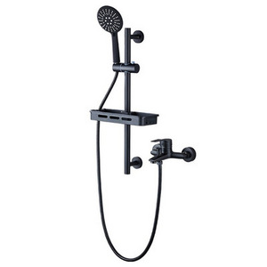 Factory Hot Sell Wall Mounted Black Bathroom Shower Set Brass Hot And Mixer Shower Faucet With Handheld Shower