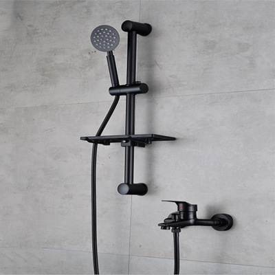 Factory Hot Sell Wall Mounted Black Bathroom Shower Set Brass Hot And Mixer Shower Faucet With Handheld Shower