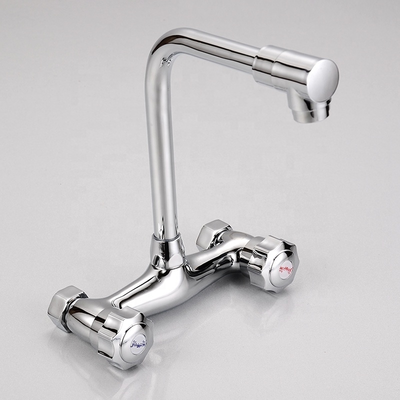 Traditional griferia de cocina two handle 8 inch kitchen faucet in wall mounted brass sink mixer faucet kitchen