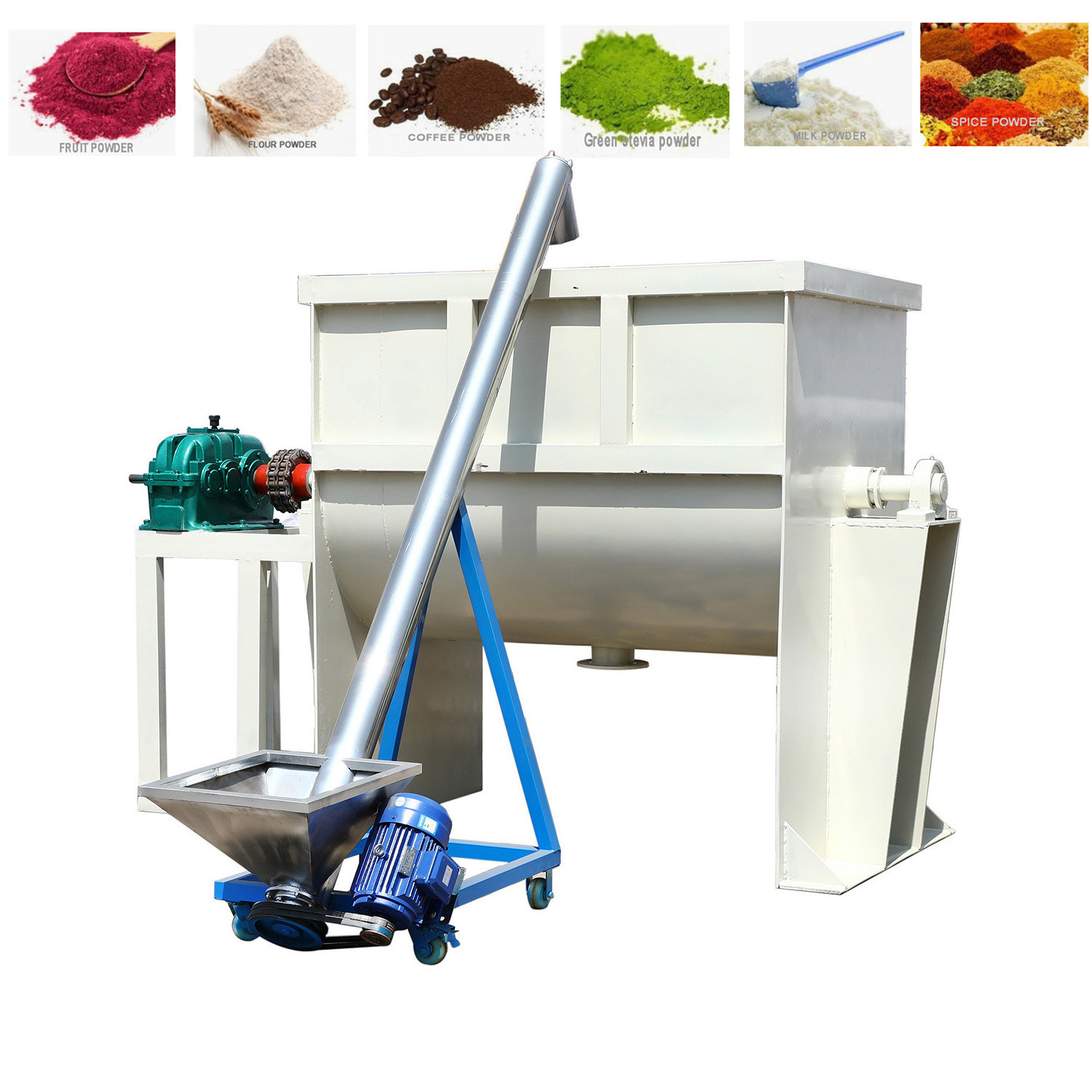 Spices mixer blender food powder ribbon mixer 500kg dry powder mixing machine with packaging machine