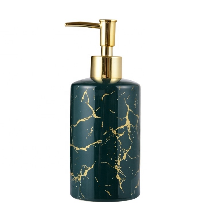 Retro style dark green marble bathroom four-piece bathroom accessories set