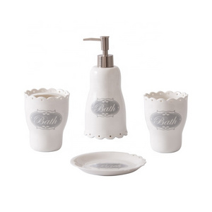 Home Simple Style Bathroom Ceramic Set Wholesale Bathroom Accessories Set 4 Piece Bath Set