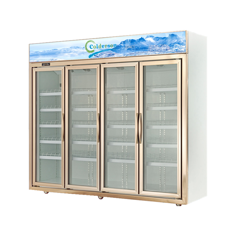 Pepsi refrigerator with 4 glass door cabinet beverage/drink display cooler refrigerator for supermarket